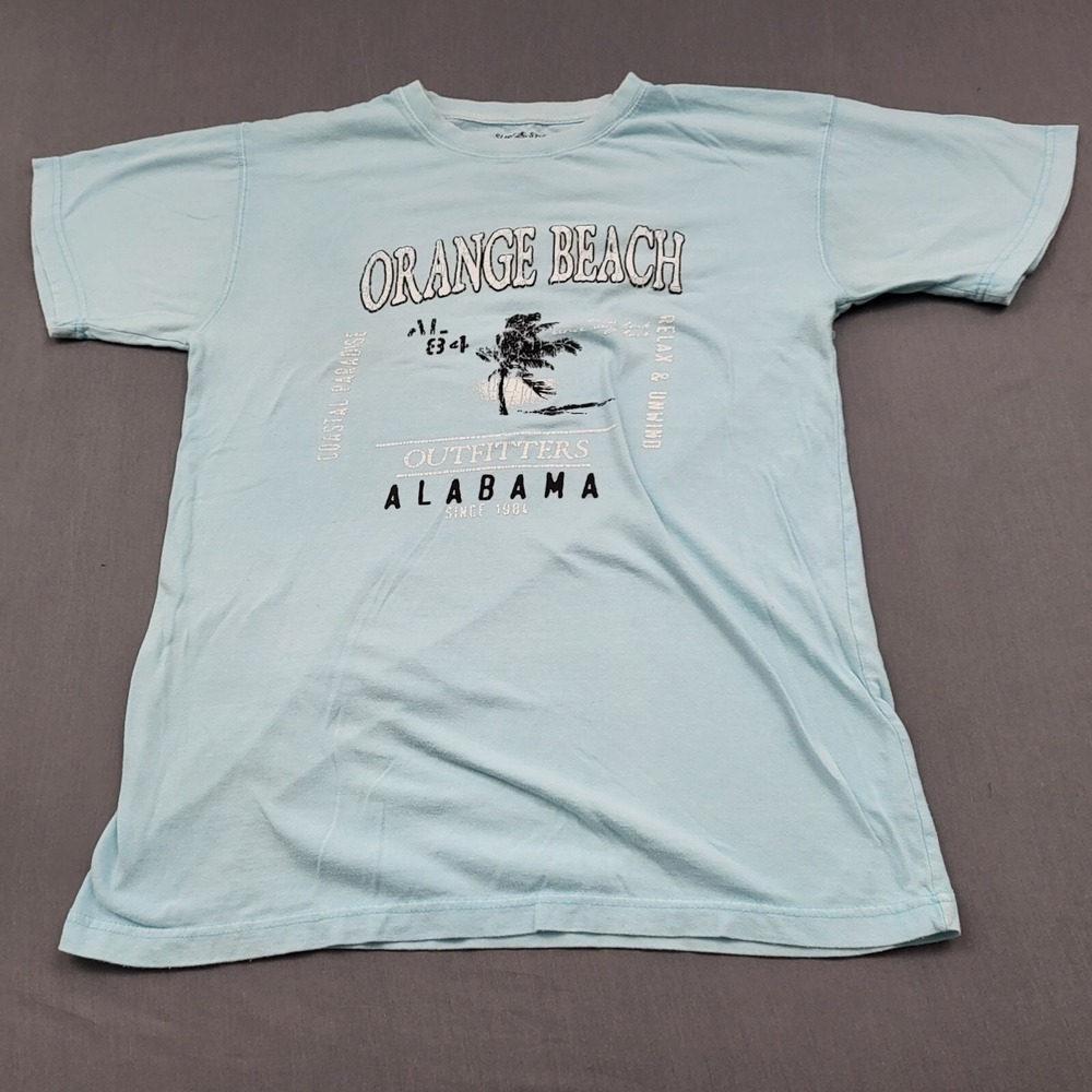 Surf Style Orange Beach Alabama Graphic T-Shirt Light Blue XL Short Sleeve